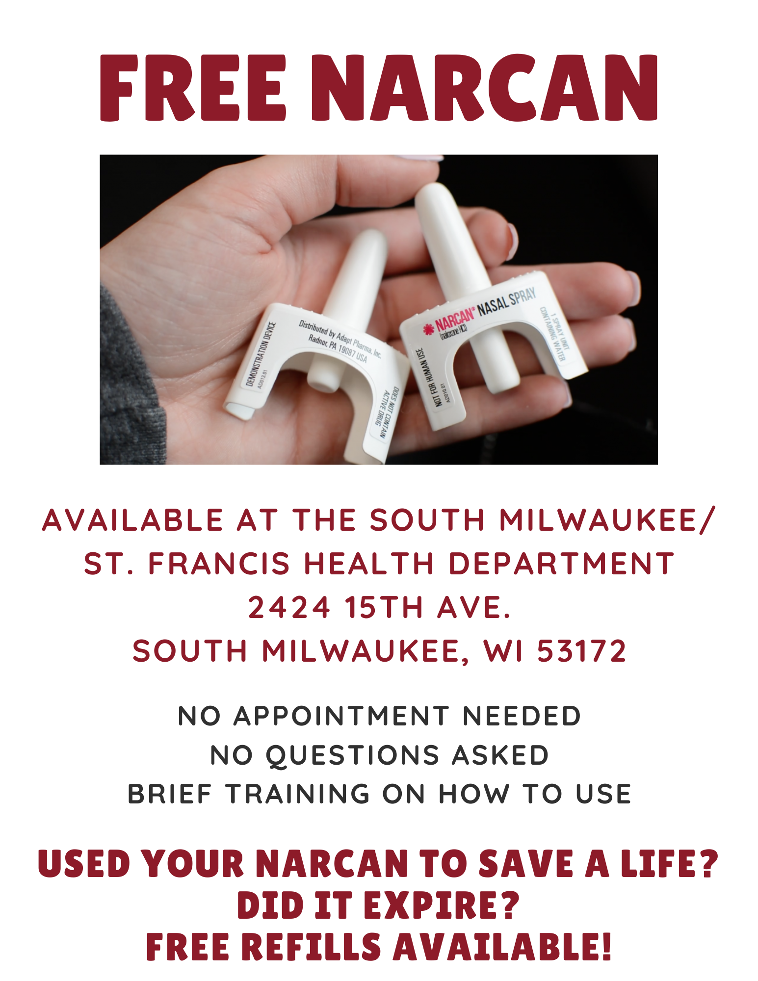 Free Narcan available flyer