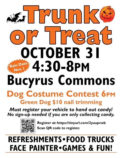 Trunk or Treat October 31 4:30-8:00 PM Bucyrus Commons
